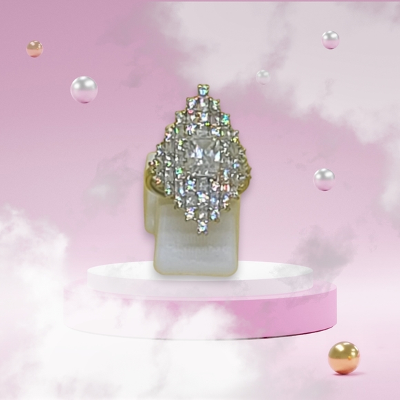 NWT Lustro Stella White Cubic Zirconia Ring in Platinum over Sterling Silver - Picture 9 of 12